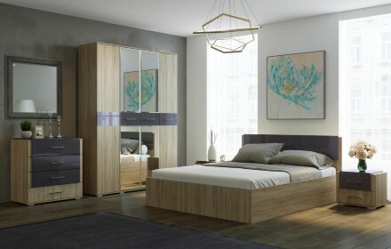 Модульная спальня Бьянка, Сонома/Графит (Композиция 2) 